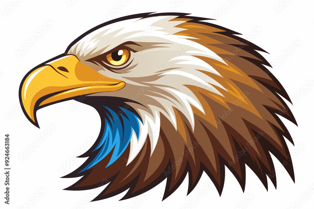 A close-up illustration of a bald eagle's head with a sharp, focused gaze. A close-up illustration of a bald eagle's head with a sharp, focused gaze.