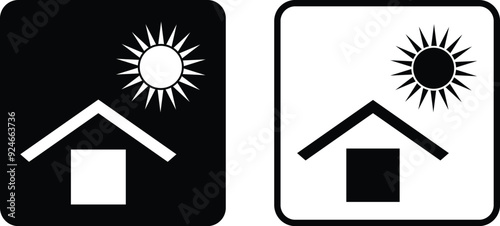 Keep away from sunlight icon set in two styles . Packaging symbol . Keep away from heat icon vector