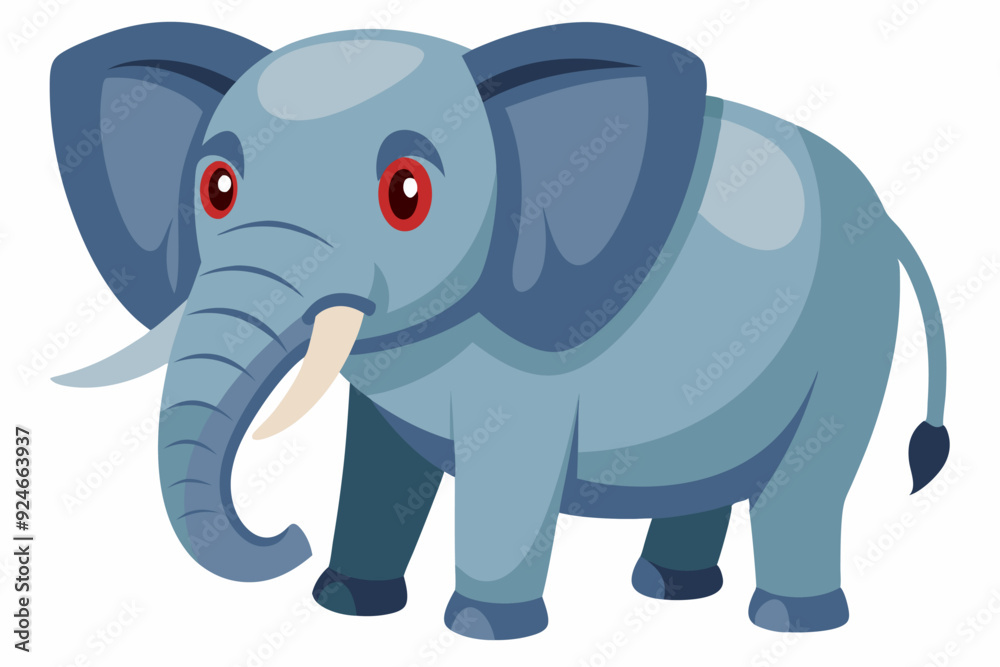 Fototapeta premium Cartoon Illustration of a Blue Elephant with Red Eyes