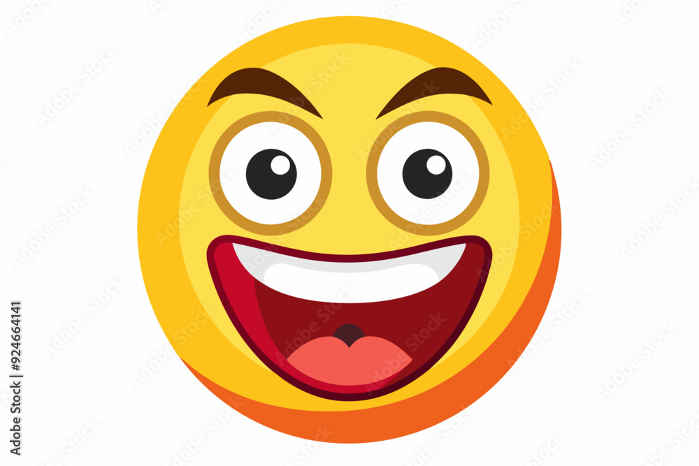 Yellow Cartoon Face with Wide Open Mouth and Excited Expression Yellow Cartoon Face with Wide Open Mouth and Excited Expression