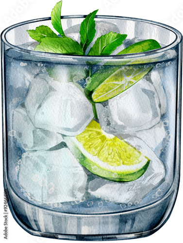 Gin and Tonic Cocktail Illustration