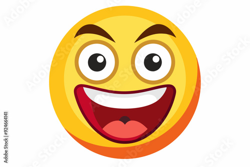 Yellow Cartoon Face with Wide Open Mouth and Excited Expression