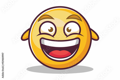 Yellow Cartoon Emoji with Wide Open Mouth and Big Smile