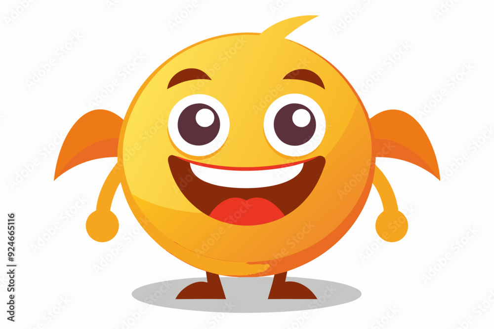 Obraz premium Cartoon of a Yellow Bird with Wings and a Smiling Face