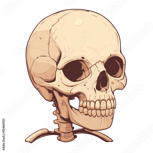 a 2d cartoon clipart drawing of a skeleton on an isolated transparent background