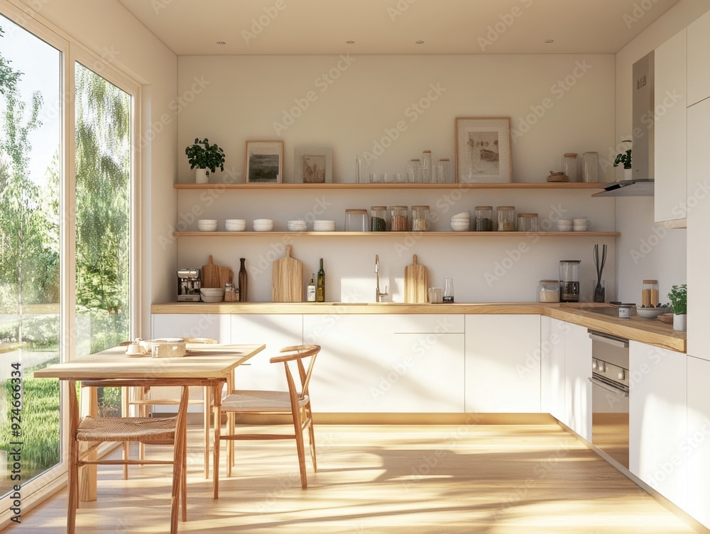 A kitchen with a table and chairs, a window, and a sink A kitchen with a table and chairs, a window, and a sink