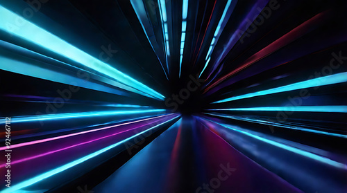 blue spectrum lights tech black party club neon lights abstract wave technology background. ai