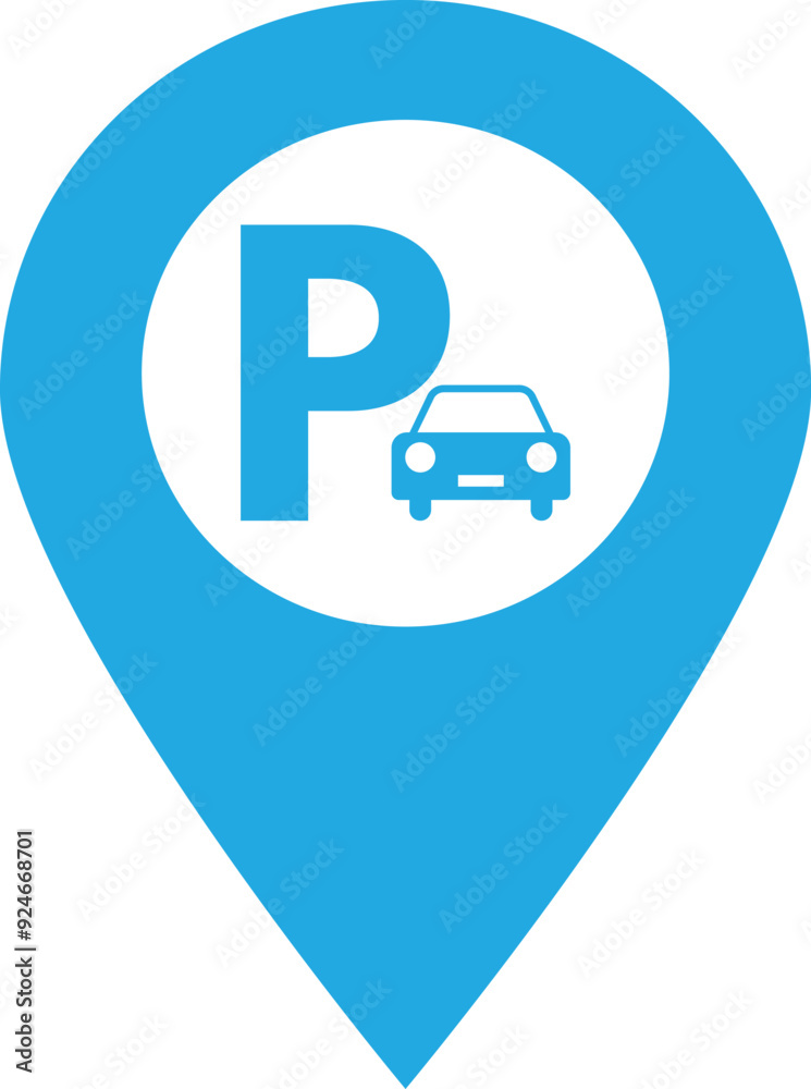 Map pointer with car parking sign isolated on white background . Parking location pin icon vector Map pointer with car parking sign isolated on white background . Parking location pin icon vector
