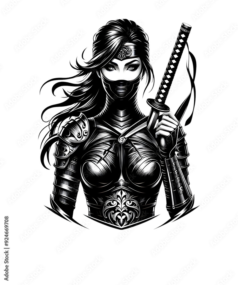 Fototapeta premium Samurai Ninja Woman