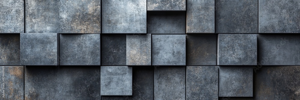 A close-up view of a textured stone wall, featuring a repeating pattern of square tiles, showcasing a modern and industrial design aesthetic. The tiles are arranged in a staggered pattern, creating de A close-up view of a textured stone wall, featuring a repeating pattern of square tiles, showcasing a modern and industrial design aesthetic. The tiles are arranged in a staggered pattern, creating de