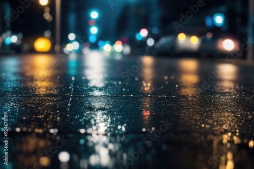 raindrops on the street at night