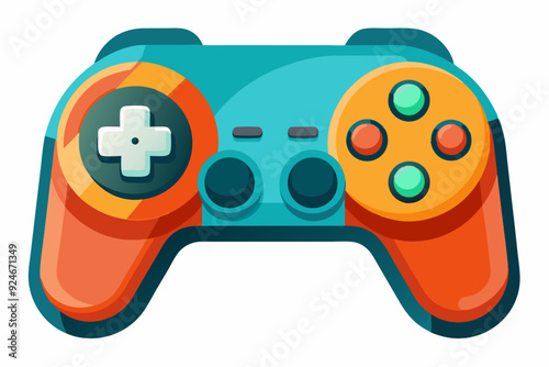 Colorful Gaming Controller with Orange and Blue Buttons