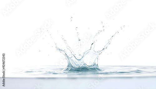 a dramatic water splash with a high volume of water on a crisp white background
