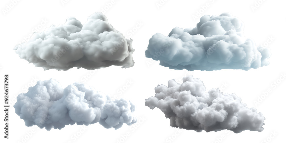 Fototapeta premium Collection of clouds on transparent background