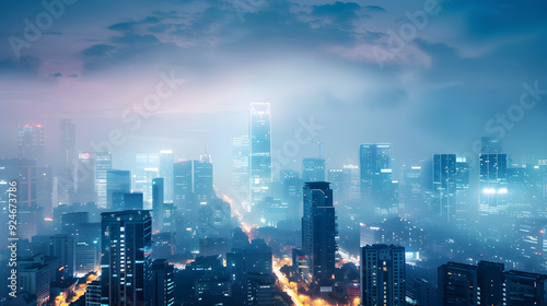 Wallpaper Mural Urban skyline masked by PM 25, spotlighting urgent tech innovations and streamer awareness Torontodigital.ca