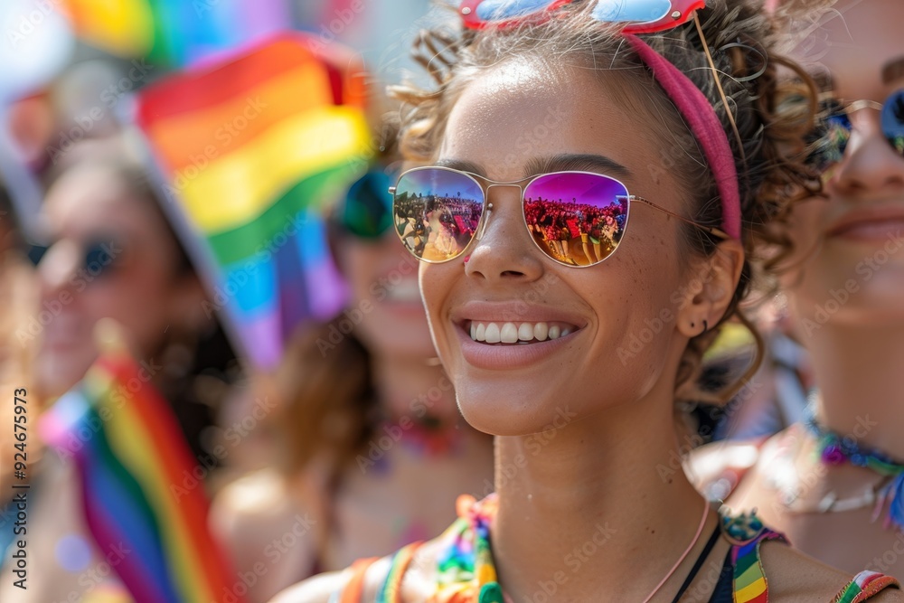 Joyful Crowd Celebrating LGBT Pride Parade with Rainbow Flags and Colorful Attire Joyful Crowd Celebrating LGBT Pride Parade with Rainbow Flags and Colorful Attire