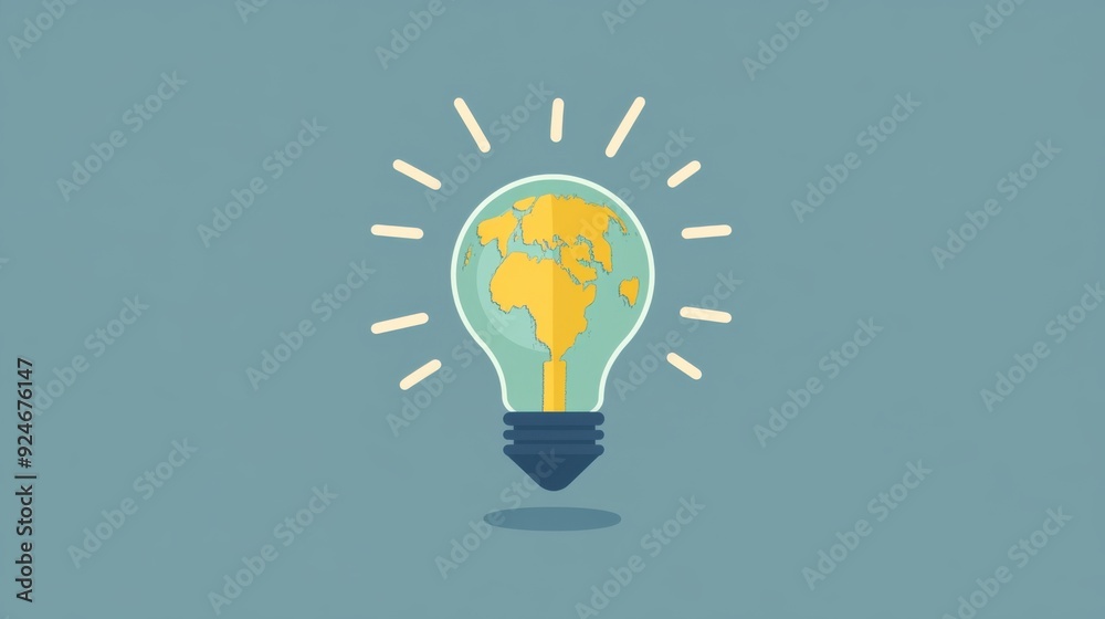 Illuminating Global Growth - Light Bulb with Globe Flat Design Illustration for Concept of Worldwide Impact of Ideas and Innovation Illuminating Global Growth - Light Bulb with Globe Flat Design Illustration for Concept of Worldwide Impact of Ideas and Innovation
