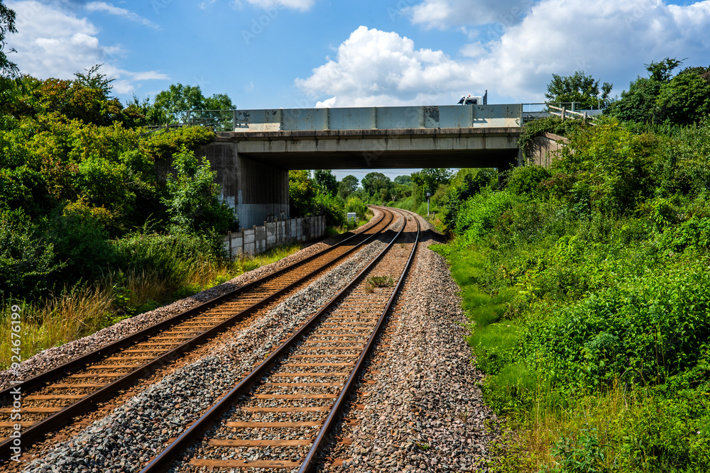 Obraz premium British Railways network rail passenger commuter suburban rural railway station England UK