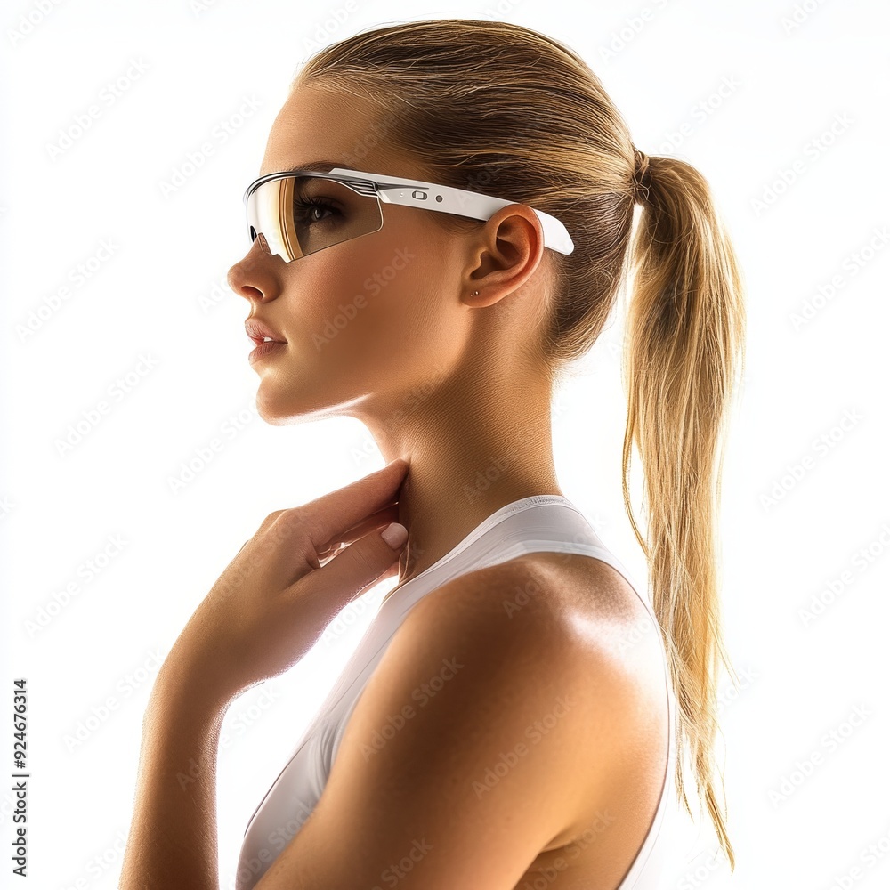 A stylish woman wearing sunglasses in a side view, isolated on a transparent background A stylish woman wearing sunglasses in a side view, isolated on a transparent background