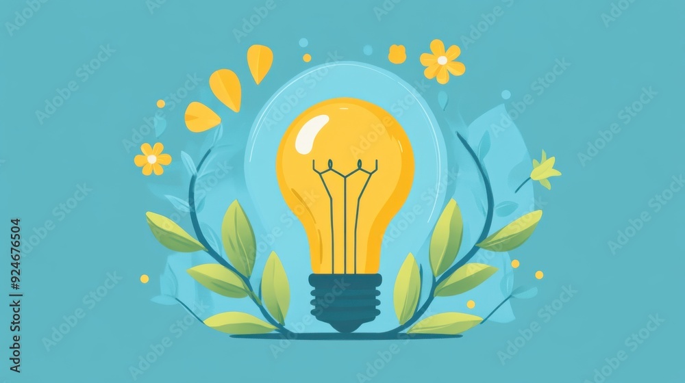 Shielded Lightbulb: Nurturing Growth and Ideas in Flat Design Illustration Shielded Lightbulb: Nurturing Growth and Ideas in Flat Design Illustration