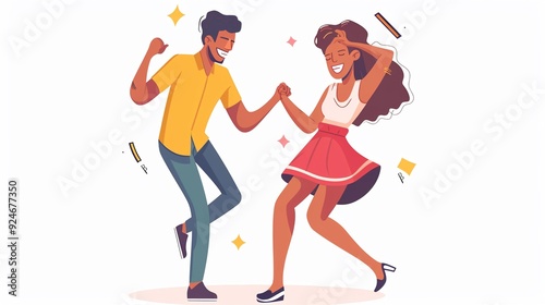Wallpaper Mural Couple dancing salsa clipart, flat art, rhythmic moves, simple cartoon 2D emblem Torontodigital.ca