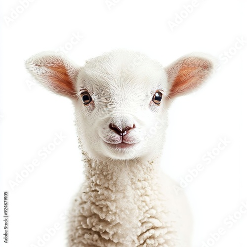 Cute baby lamb isolated on white