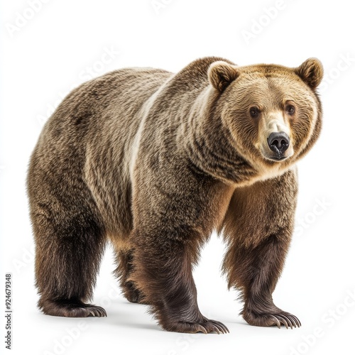 Transparent background with a brown bear's full body