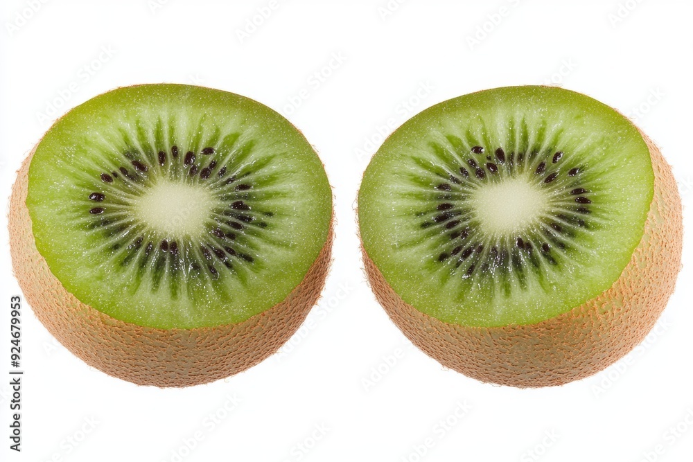 On a transparent background, a slice of kiwi fruit is isolated On a transparent background, a slice of kiwi fruit is isolated