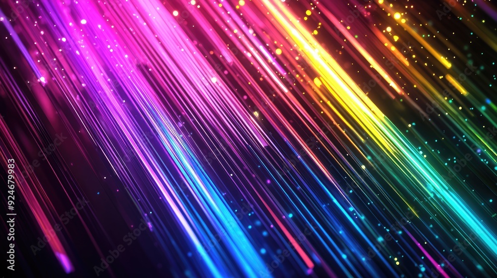 Vibrant Abstract Light Streaks in Rainbow Colors Creating a Dynamic and Energetic Background