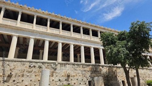 Exterior of Stoa of Attalos in Agora of Athens, 11th June 2024, Greece