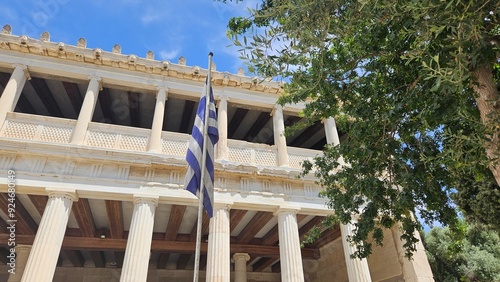 Exterior of Stoa of Attalos in Agora of Athens, 11th June 2024, Greece