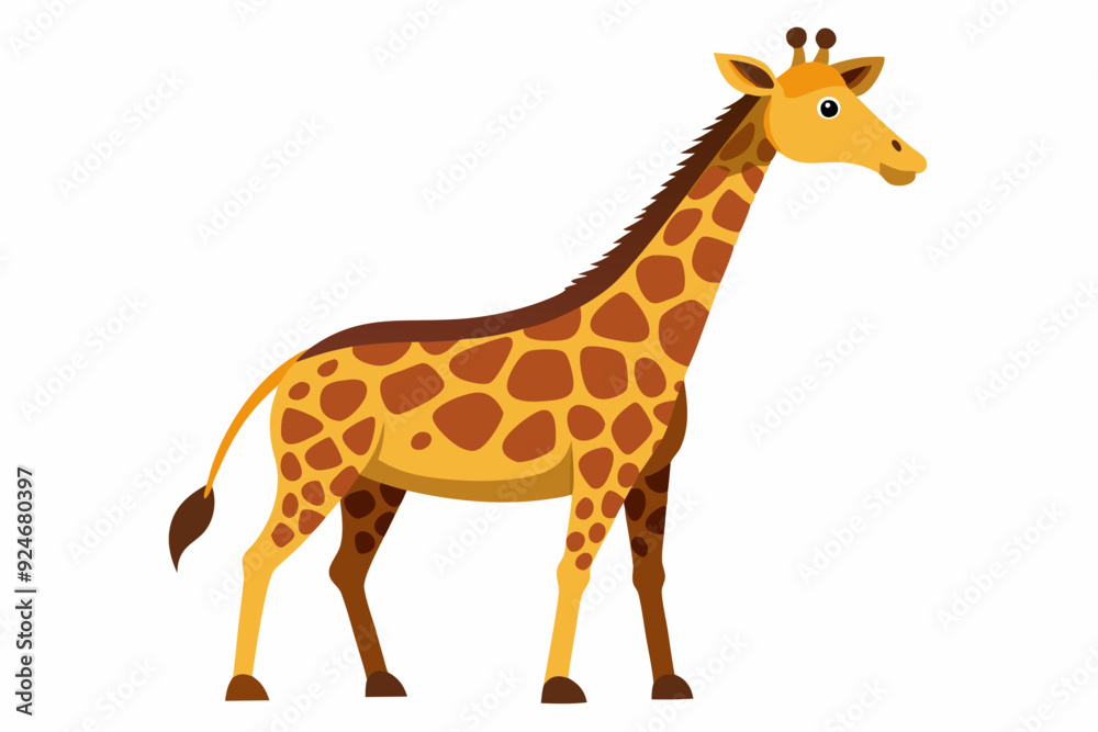 Cartoon Giraffe with Brown Spots and a Long Neck Cartoon Giraffe with Brown Spots and a Long Neck