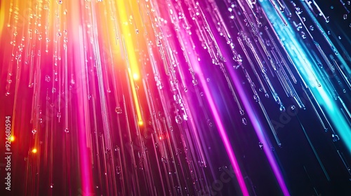 Vibrant Abstract Light Streaks in Multicolored Spectrum on Black Background