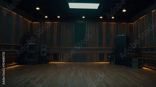 interior of a music studio room with soundbars