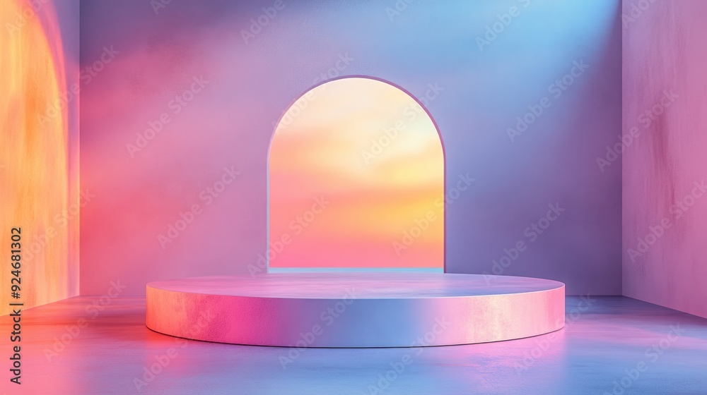 Elegant 3D Podium in Minimalist Setting with Gradient Background Elegant 3D Podium in Minimalist Setting with Gradient Background