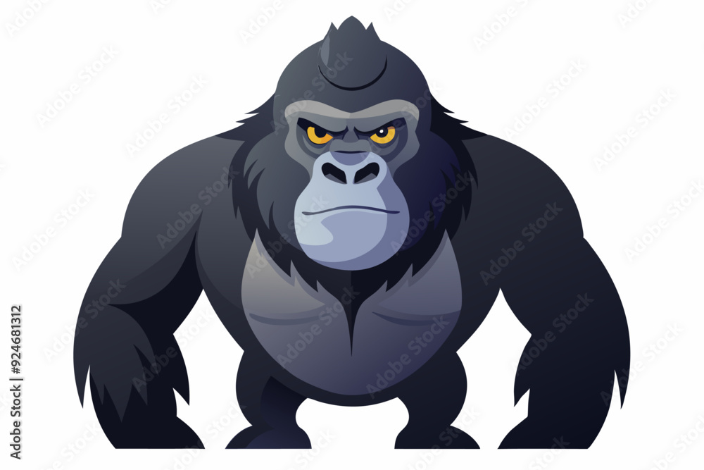 Naklejka premium Cartoon illustration of an angry gorilla with sharp teeth