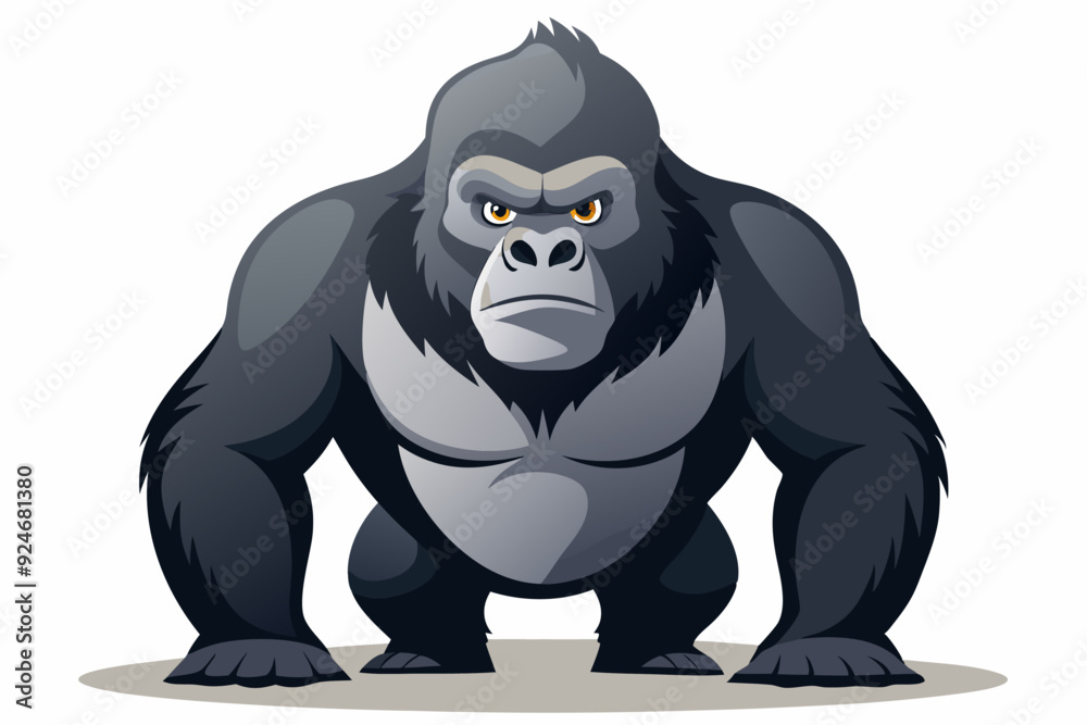 Cartoon Illustration of a Powerful, Standing Gorilla Cartoon Illustration of a Powerful, Standing Gorilla