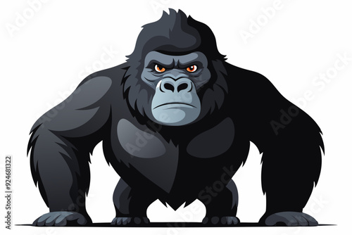 A Cartoon Illustration of a Powerful Gorilla with Angry Eyes