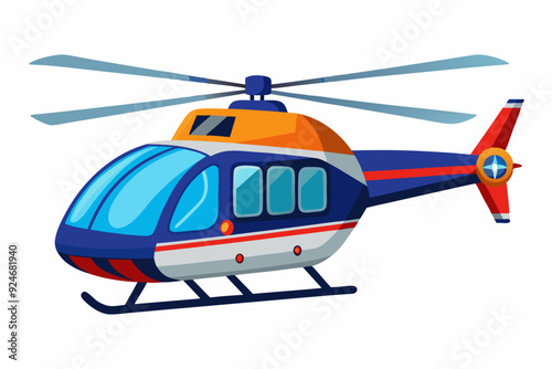 Blue and Orange Cartoon Helicopter with Rotors