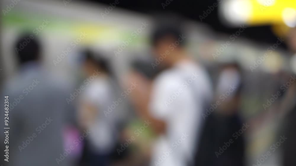 Blur scene shot of people commute by train wait in line in Tokyo, Japan station 4k Blur scene shot of people commute by train wait in line in Tokyo, Japan station 4k