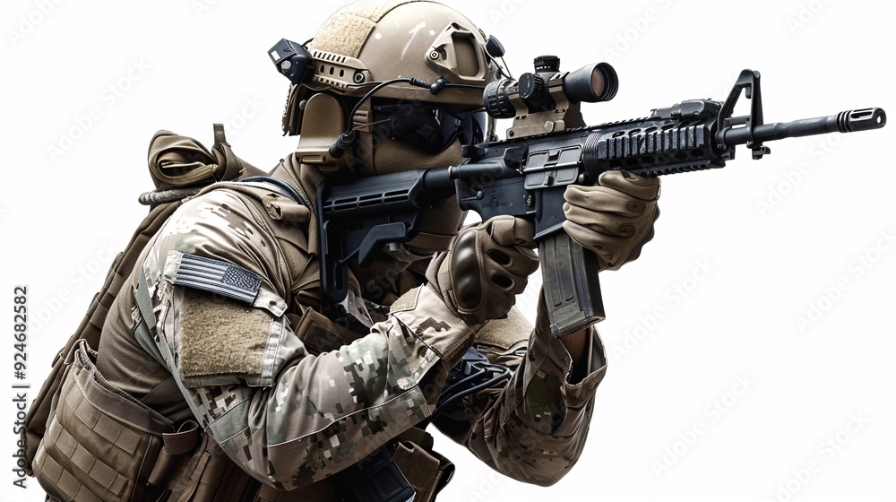 3D clipart of a soldier in uniform with a rifle, ultra-sharp and clear 3D clipart of a soldier in uniform with a rifle, ultra-sharp and clear