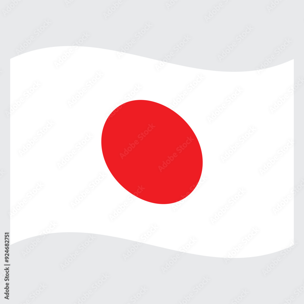 Waving Japan flag isolated on grey background . Japanese flag fluttering . Vector illustration Waving Japan flag isolated on grey background . Japanese flag fluttering . Vector illustration