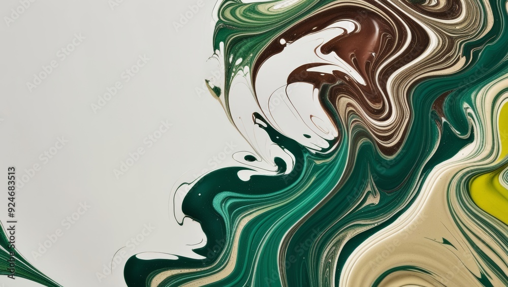 Abstract background of swirling green, brown, and white paint. Abstract background of swirling green, brown, and white paint.