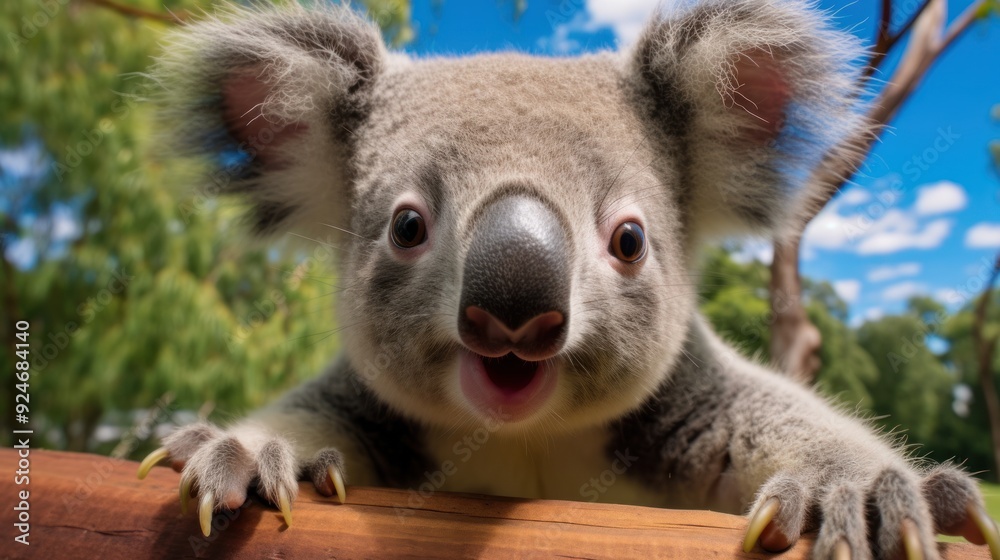 Obraz premium Happy koala pleased to welcome you.