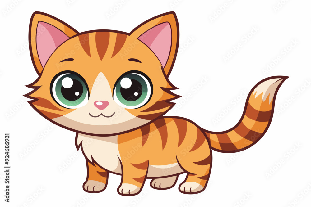 Obraz premium Cartoon Illustration of a Cute Orange and White Tabby Cat