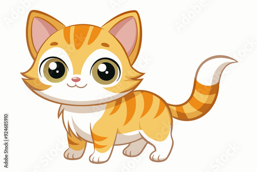 Cartoon Illustration of a Cute Orange Tabby Cat