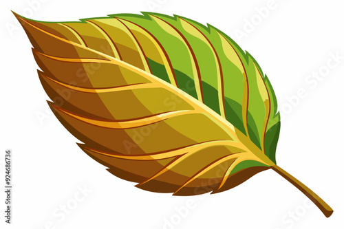A Single Autumn Leaf with Green and Yellow Tones