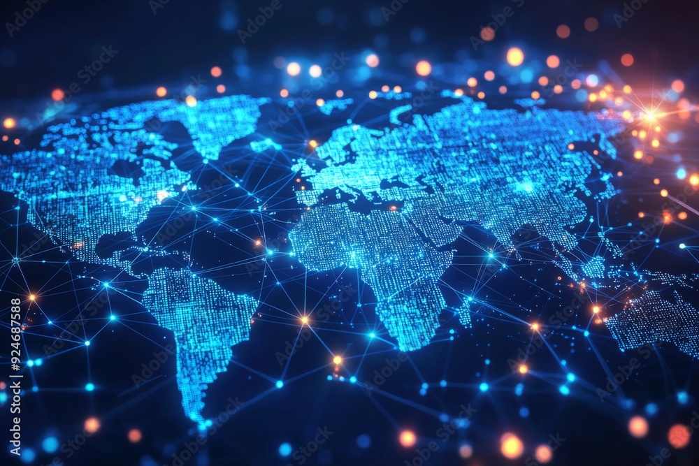Global Digital Business Network Connection Illustration created with Generative AI Global Digital Business Network Connection Illustration created with Generative AI