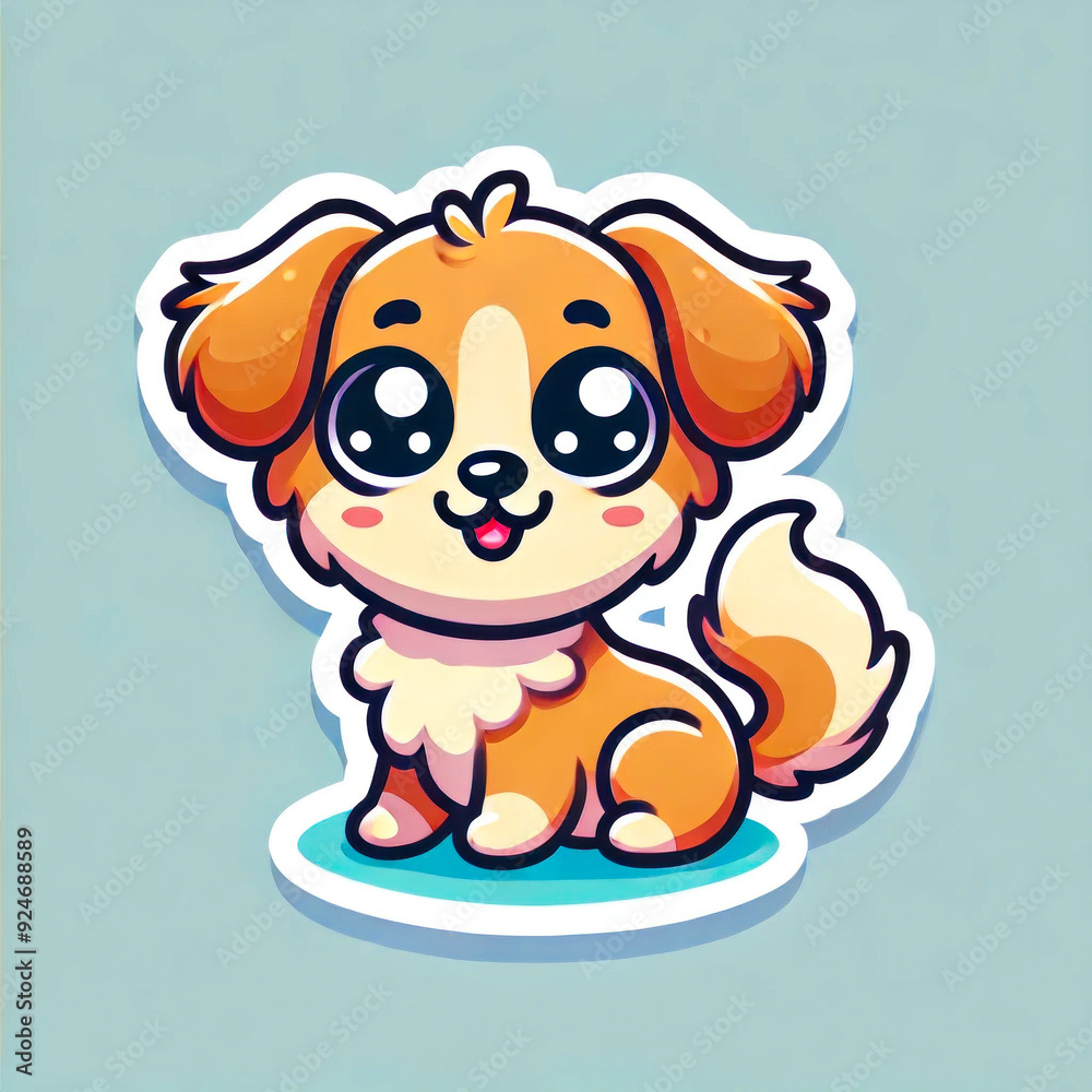 Playful dog sticker with large eyes and a cute look Playful dog sticker with large eyes and a cute look