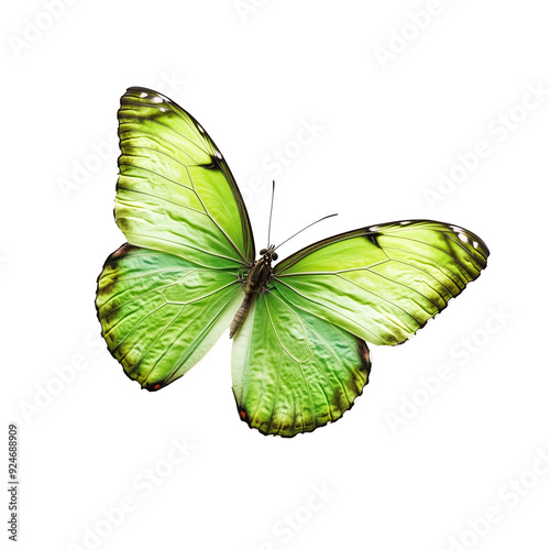 Green butterfly isolated on transparent or white background 